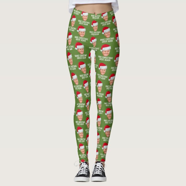 Leggings Trump con Santa Hat - Hacer a los Navidades grande (Anverso)