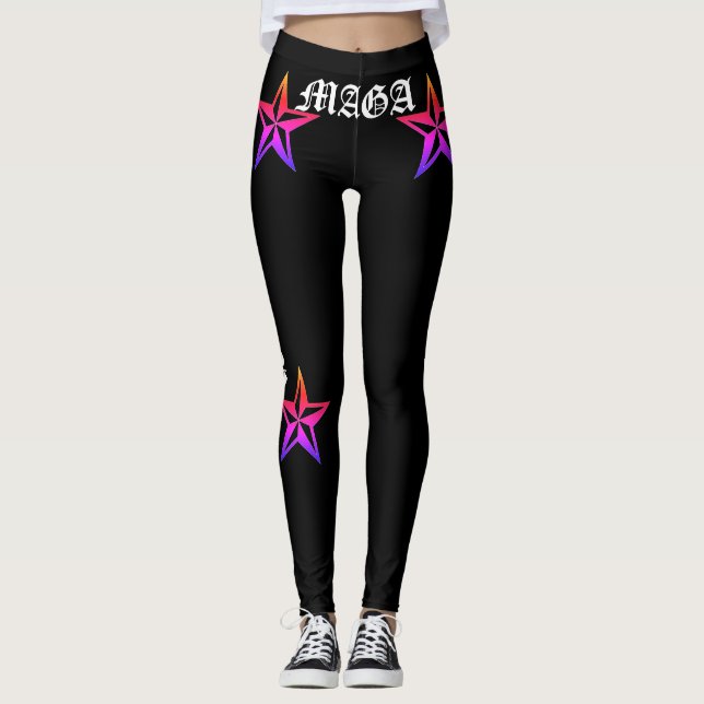 LEGGINGS ¡TRUMP! ¡MAGA! ESTRELLAS NÁUTICAS DE TATTOO RAINBO (Anverso)