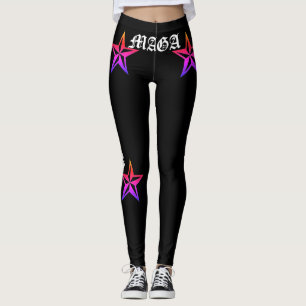 LEGGINGS ¡TRUMP! ¡MAGA! ESTRELLAS NÁUTICAS TATTOO RAINBO