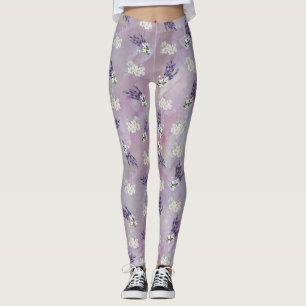 Leggings Tuberose & Lavender florece sobre pétalos Rosas
