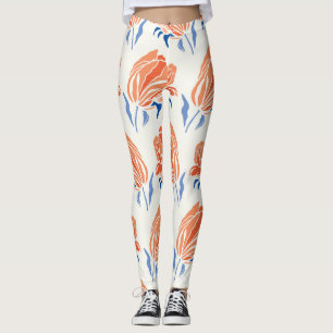 Leggings Tulipán barroco: Linocut de venado botánico