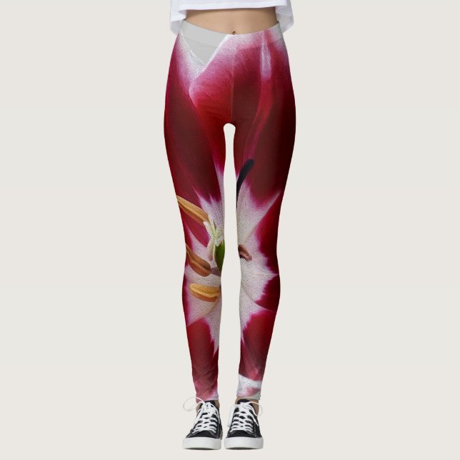 Leggings Tulipán rojo profundo (Anverso)