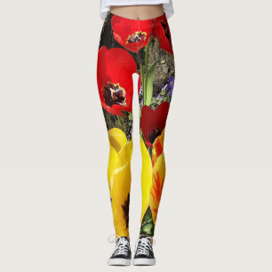 Leggings Tulipanes amarillos y rojos