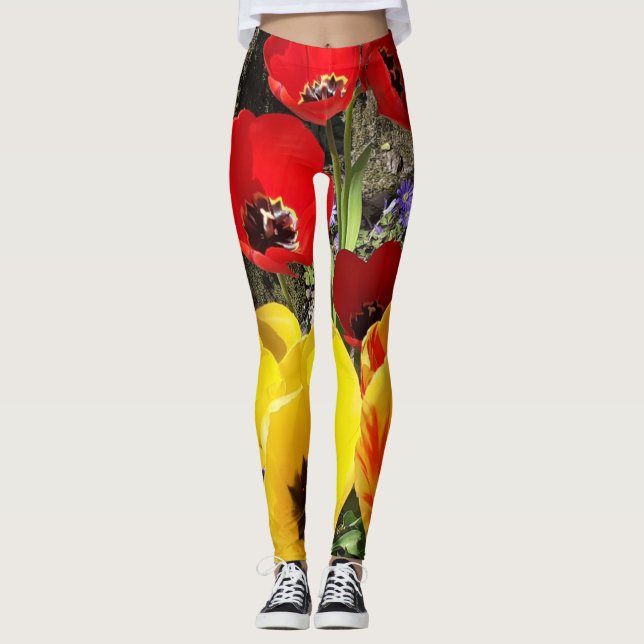 Leggings Tulipanes amarillos y rojos (Anverso)