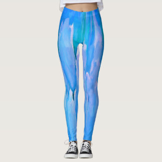 Leggings Tulipanes azules franceses Resumen de patrón flora