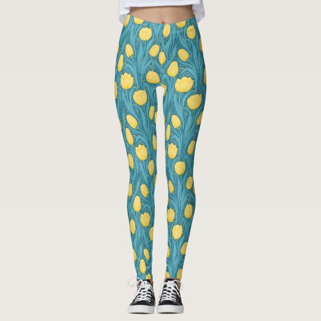 Leggings Tulipanes azules y amarillos (Anverso)