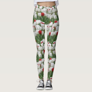 Leggings Tulipanes blancos y rojos