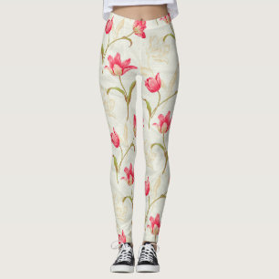 Leggings Tulipanes Crema que se despliega rosa