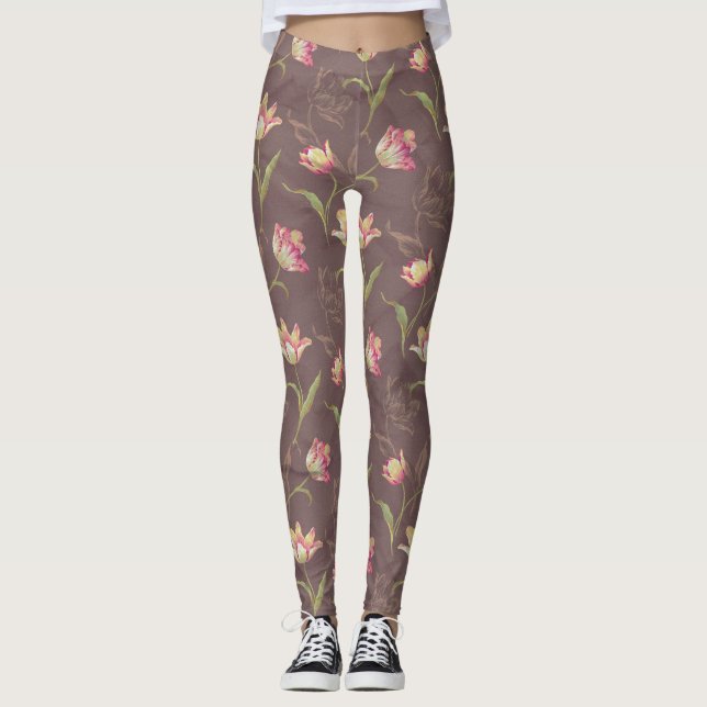 Leggings Tulipanes Desplegando Creamy Pink Dark Version (Anverso)