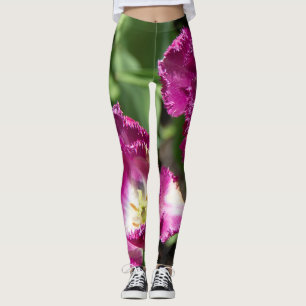 Leggings Tulipanes morados lindos en el jardín