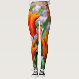 Leggings Tulipanes naranjas brillantes en el parque
