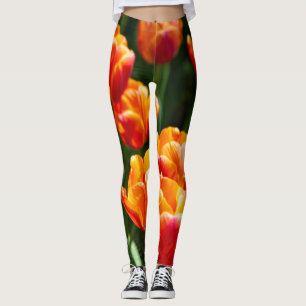 Leggings Tulipanes naranjas brillantes en el parque