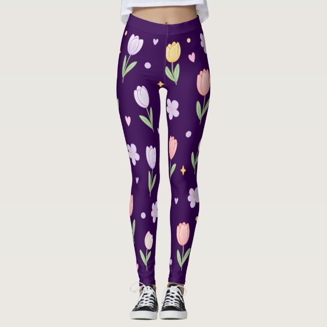 Leggings Tulipanes pastel (Anverso)