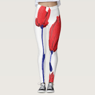 Leggings Tulipanes rojos con azul