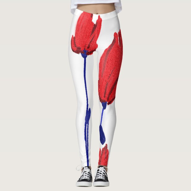 Leggings Tulipanes rojos con azul (Anverso)