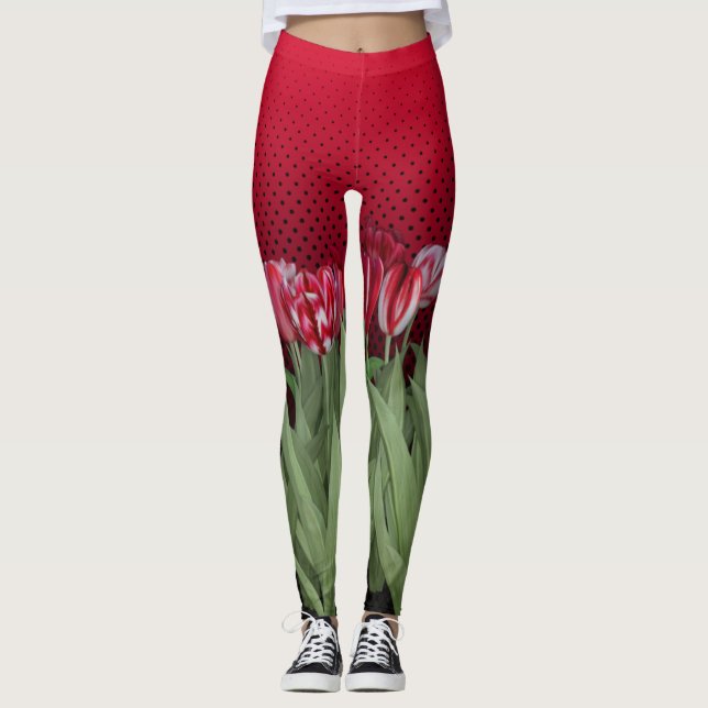 Leggings Tulipanes rojos en gradiente (Anverso)