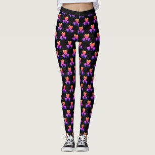 Leggings Tulipanes rosas en un fondo negro personalizados a