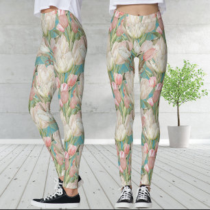 Leggings Tulipanes Verde azulados modernos y elegantes de c