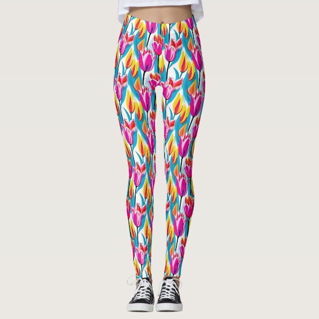 Leggings Tulipanos de arte pop (Anverso)