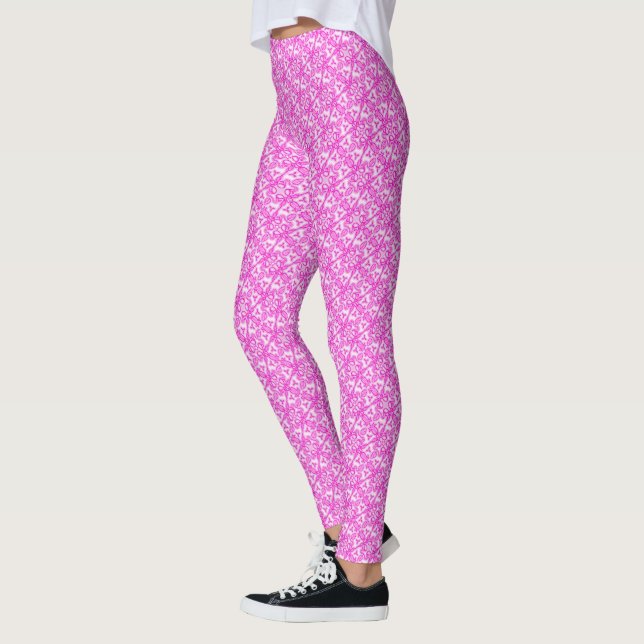 Leggings Tullitos rosados hojas de damasco torcidas leggenc (Izquierda)