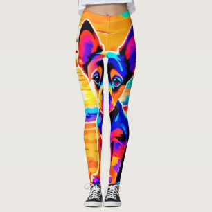 Leggings Tumulto de Chihuahua en la playa del atardecer