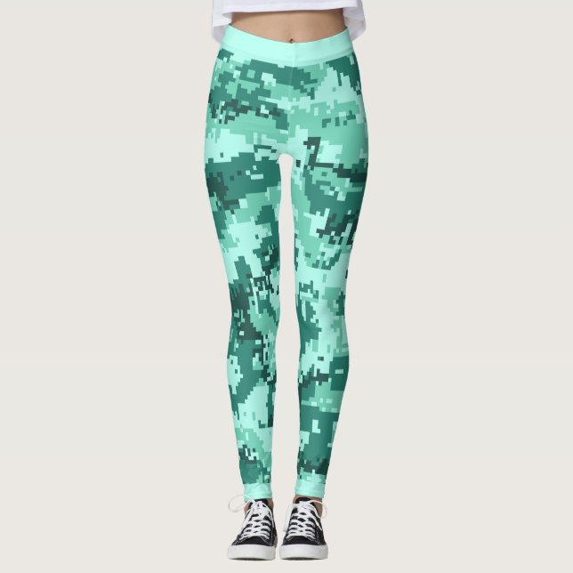 Leggings Turquesa divertida, verde menta, aguamarina, camuf (Anverso)