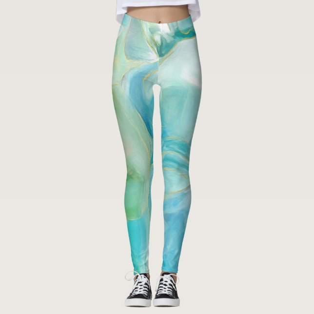 Leggings Turquesa Geométrica Gemstone Watercolor (Anverso)