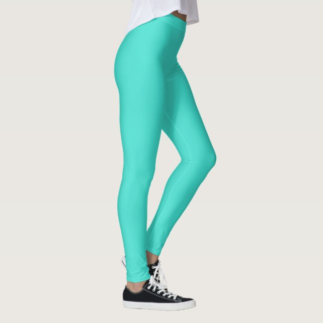 Leggings Turquesa Moderna Color Sólido Plano | Verde azulad (Derecha)