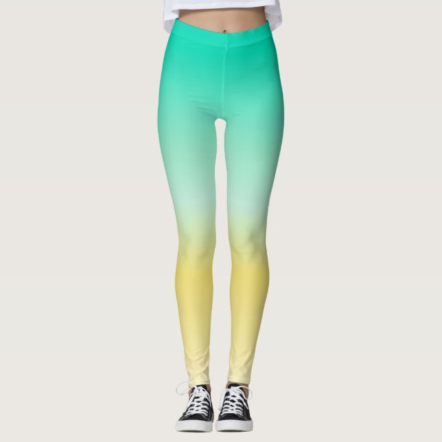 Leggings Turquesa socialita y amarillo (Anverso)