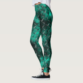 Leggings Turquesa verde azulado cuadrado manchado, triángul