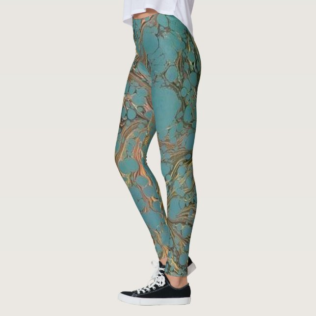Leggings Turquesa y Oro, Marcado. (Izquierda)