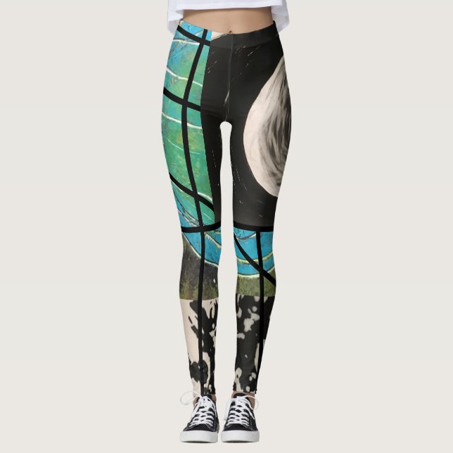 Leggings Turquesa y rayas negras (Anverso)