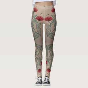 Leggings Turquesa y rojo granero