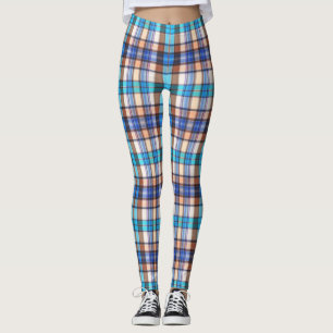 Leggings Turquesa y Tan Plaid