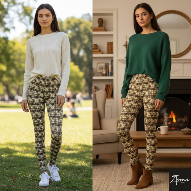 Leggings Tweed Cuadro Diagonal Tonos Terrosos Fino (Subido por el creador)