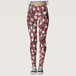 Leggings Twided Red Striped Abstract Candy Canes