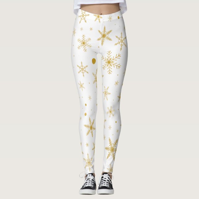 Leggings Twinkle Snowflake 3 -Oro y blanco- (Anverso)