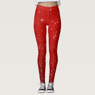 Leggings Twinkling Stars on Red