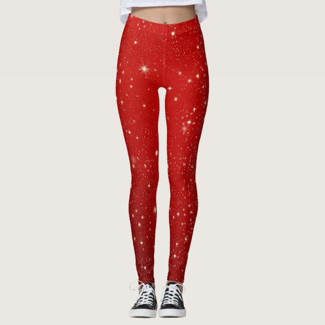 Leggings Twinkling Stars on Red (Anverso)