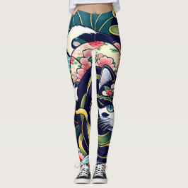 Leggings Ukiyo-e Punk city KIMONO Cats Leggings-THE  其の参