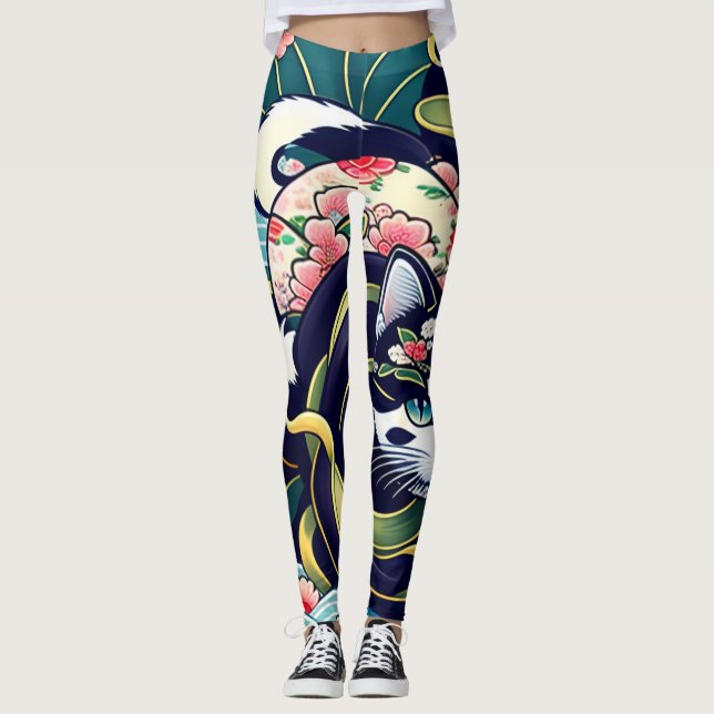 Leggings Ukiyo-e Punk city KIMONO Cats Leggings-THE  其の参 (Anverso)
