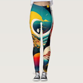 Leggings Ukiyo-e Punk city KIMONO Leggings-THE  陰と陽 レギンス