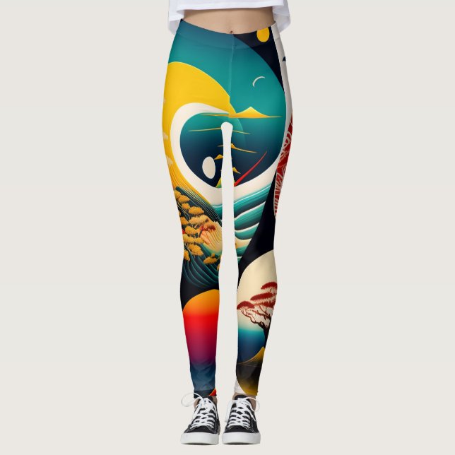 Leggings Ukiyo-e Punk city KIMONO Leggings-THE  陰と陽 レギンス (Anverso)