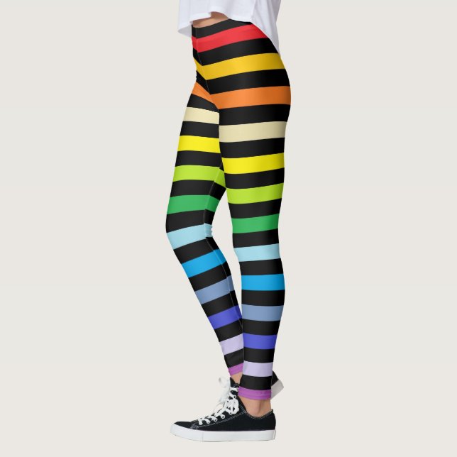 Leggings Un arco iris y rayas negras más amplios del (Izquierda)