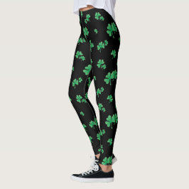 Leggings Un bonito patrón irlandés de Shamrock en negro