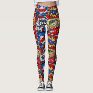 Leggings ¡Un boom de Pow Bang! Super héroe divertido
