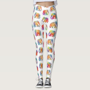 Leggings Un diseño de elefante al estilo retro