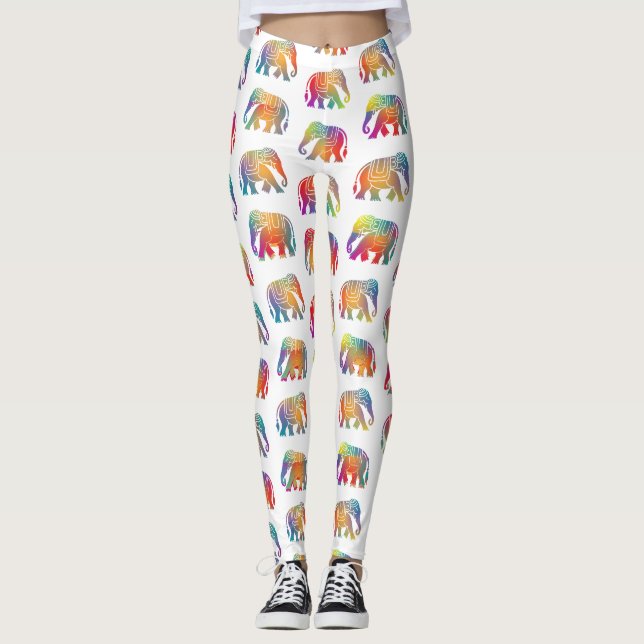 Leggings Un diseño de elefante al estilo retro (Anverso)