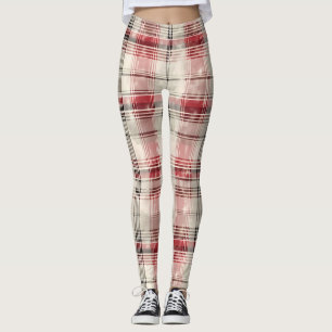 Leggings Un diseño floral de tartán de Navidad Serie #15