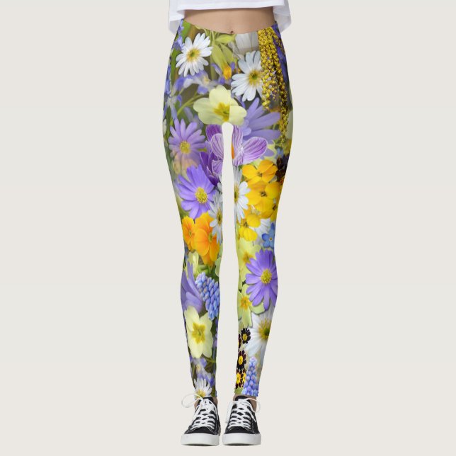Leggings Un estallido de flores en las piernas (Anverso)